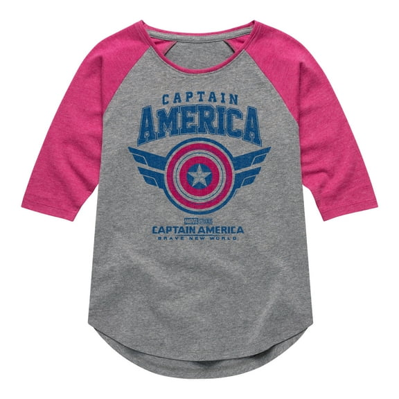 Marvel Captain America: Brave New World - Collegiate - Toddler And Youth Girls Shirt Tail Raglan