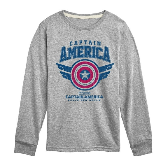 Marvel Captain America: Brave New World - Collegiate - Toddler And Youth Kids Long Sleeve Graphic T-Shirt