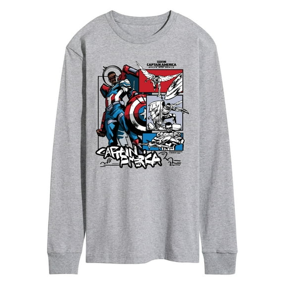 Marvel Captain America: Brave New World - Ink Grid - Men's Long Sleeve Graphic T-Shirt
