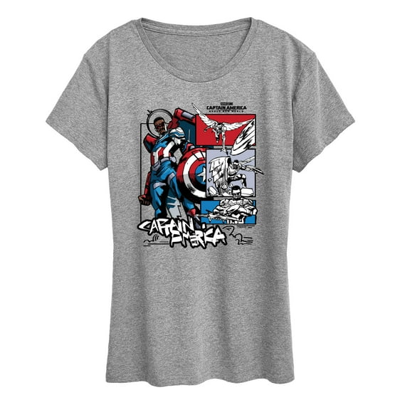 Marvel Captain America: Brave New World - Ink Grid - Women's Short Sleeve Graphic T-Shirt