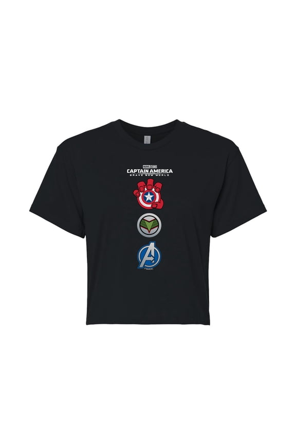 Captain America: Brave New World - Logo Super Hero Icon Stack - Juniors Cropped Tee
