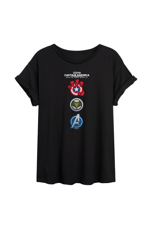 Captain America: Brave New World - Logo Super Hero Icon Stack - Women's Oversized Tee