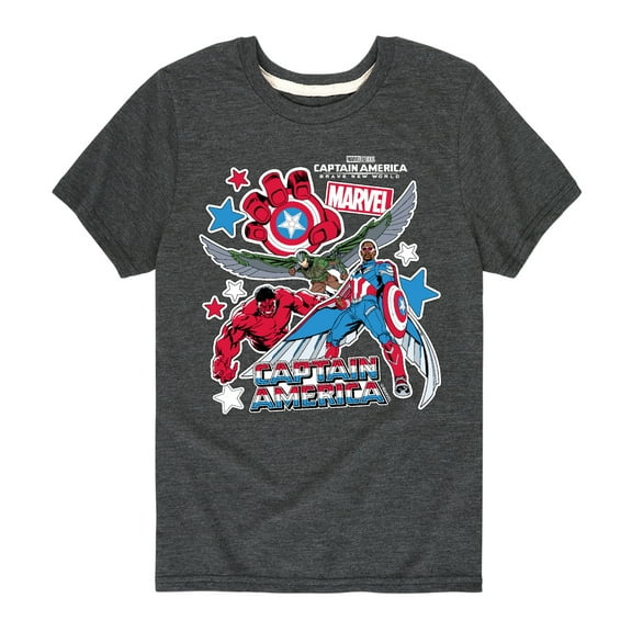 Marvel Captain America: Brave New World - Sticker Style - Toddler And Youth Short Sleeve Graphic T-Shirt
