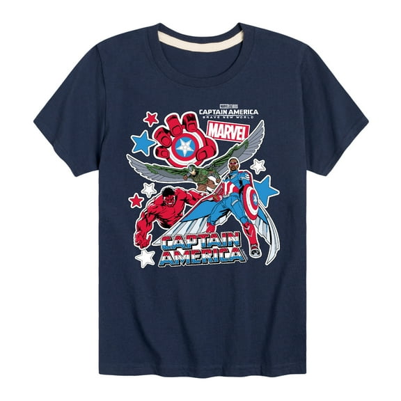 Marvel Captain America: Brave New World - Sticker Style - Toddler And Youth Short Sleeve Graphic T-Shirt