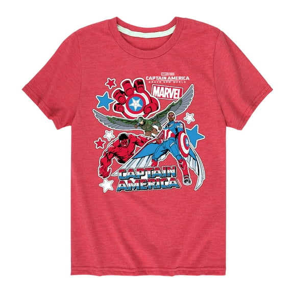 Marvel Captain America: Brave New World - Sticker Style - Toddler And Youth Short Sleeve Graphic T-Shirt