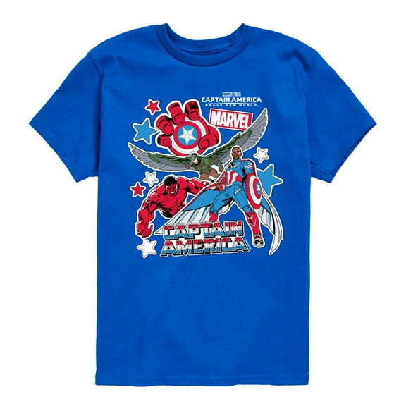 Marvel Captain America: Brave New World - Sticker Style - Toddler And Youth Short Sleeve Graphic T-Shirt