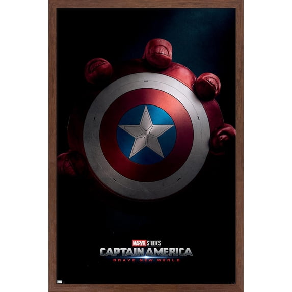 Marvel Captain America: Brave New World - Teaser One Sheet Wall Poster, 14.725" x 22.375" Framed