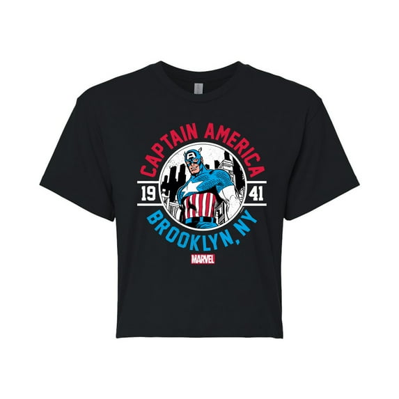 Marvel Captain America - Brooklyn - Juniors Cropped Graphic T-Shirt