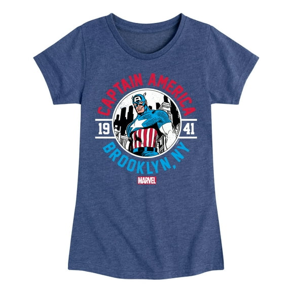 Marvel Captain America - Brooklyn - Toddler and Youth Girls Fitted Short Sleeve Graphic T-shirt