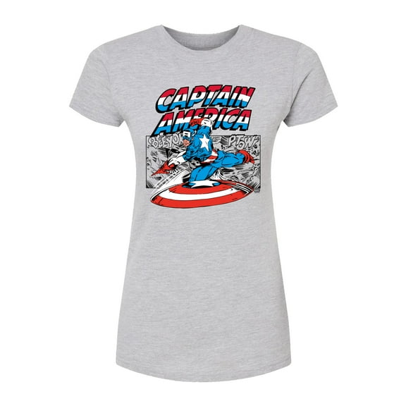 Marvel - Captain America Burst - Juniors Fitted Short Sleeve Graphic T-Shirt