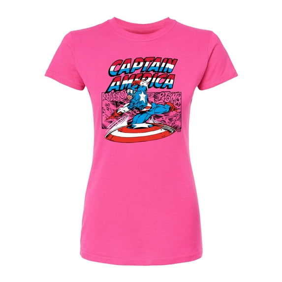 Marvel - Captain America Burst - Juniors Fitted Short Sleeve Graphic T-Shirt