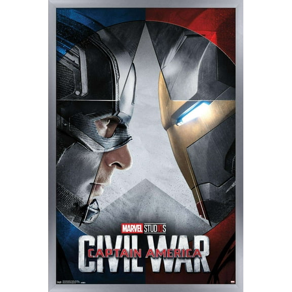 Marvel - Captain America: CiVil War - Faceoff One Sheet Wall Poster, 14.725" x 22.375", Framed