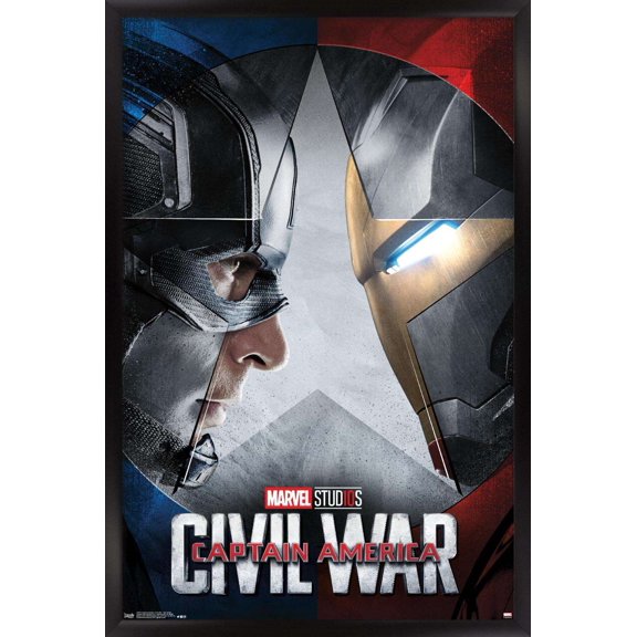 Marvel - Captain America: CiVil War - Faceoff One Sheet Wall Poster, 14.725" x 22.375", Framed