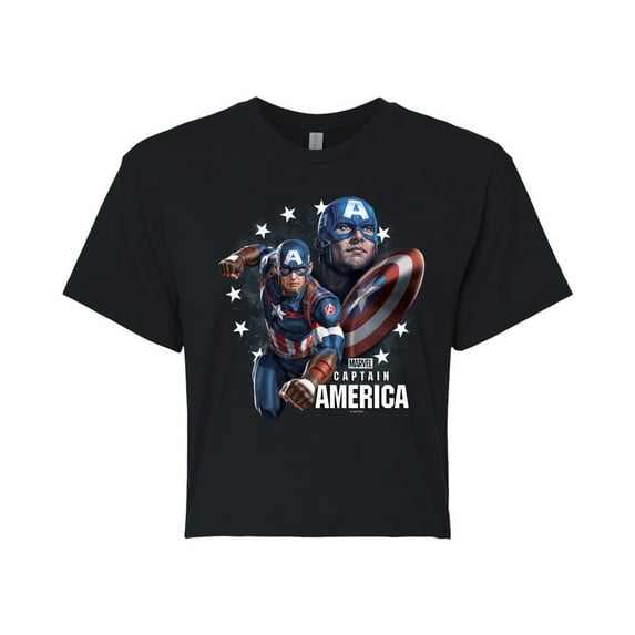 Marvel Captain America - Collage - Juniors Cropped Graphic T-Shirt