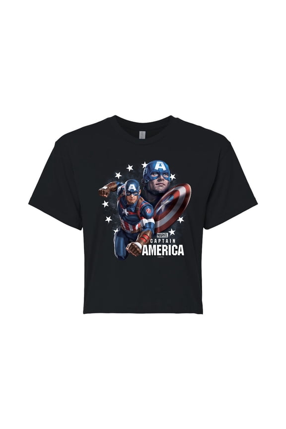 Captain America - Collage - Juniors Cropped Graphic T-Shirt