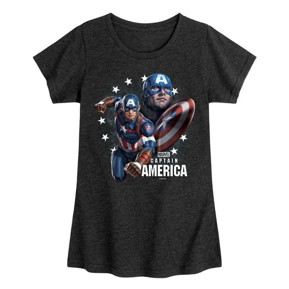 Marvel Captain America - Collage - Toddler and Youth Girls Fitted Short Sleeve Graphic T-shirt