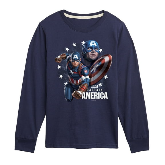 Marvel Captain America - Collage - Toddler and Youth Long Sleeve Graphic T-shirt