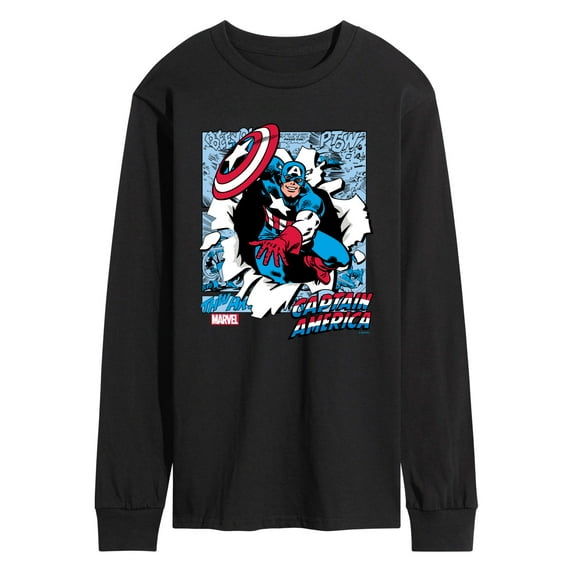 Marvel Captain America - Comic Book Panels - Men's Long Sleeve Graphic Tee