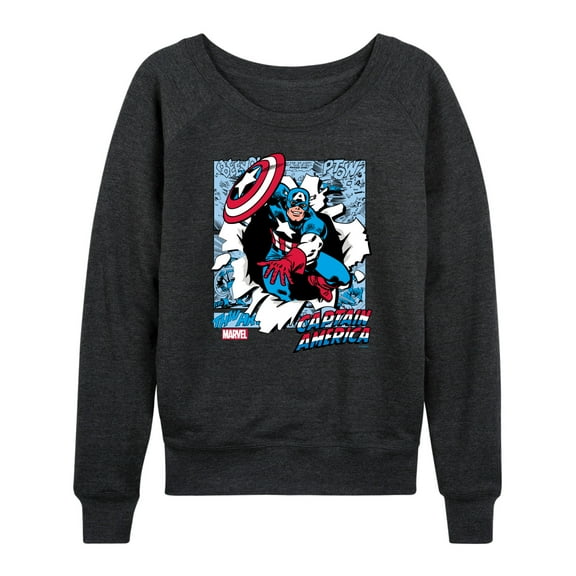 Marvel Captain America - Comic Book Panels - Women's French Terry Pullover Sweatshirt