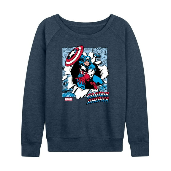 Marvel Captain America - Comic Book Panels - Women's French Terry Pullover Sweatshirt