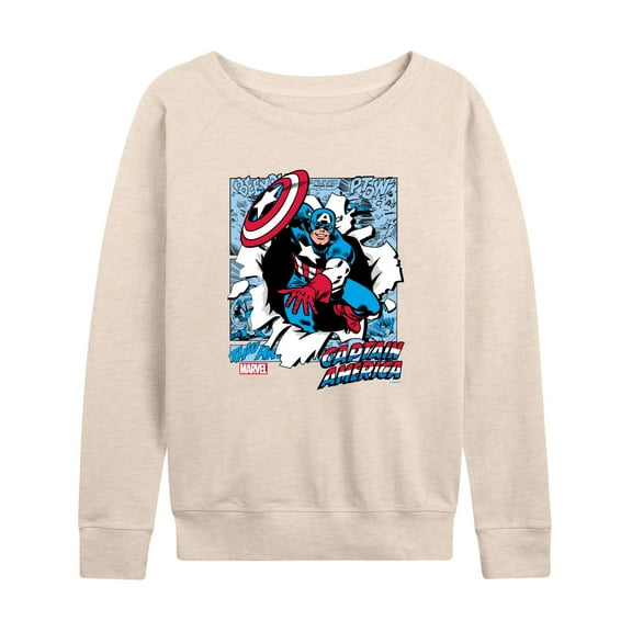 Marvel Captain America - Comic Book Panels - Women's French Terry Pullover Sweatshirt