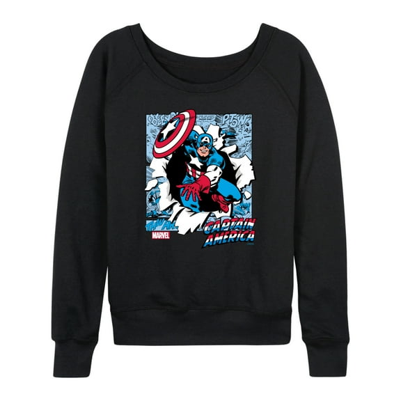 Marvel Captain America - Comic Book Panels - Women's French Terry Pullover Sweatshirt