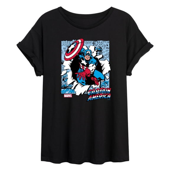 Marvel Captain America - Comic Book Panels - Women's Oversized Graphic T-Shirt