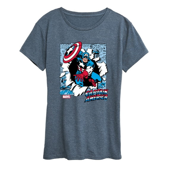 Marvel Captain America - Comic Book Panels - Women's Short Sleeve Graphic T-Shirt