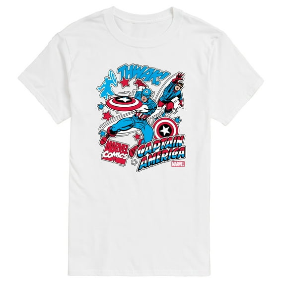 Marvel Captain America - Comic Book Stickers - Men's Short Sleeve Graphic Tee