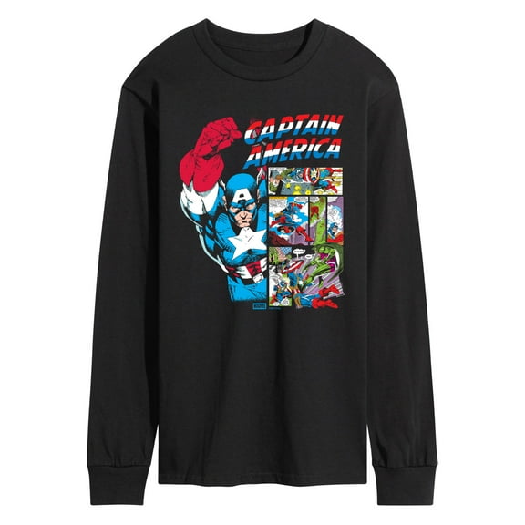 Marvel - Captain America Comic Panel Portrait - Men's Long Sleeve Graphic T-Shirt