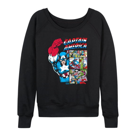 Marvel - Captain America Comic Panel Portrait - Women's French Terry Long Sleeve Pullover