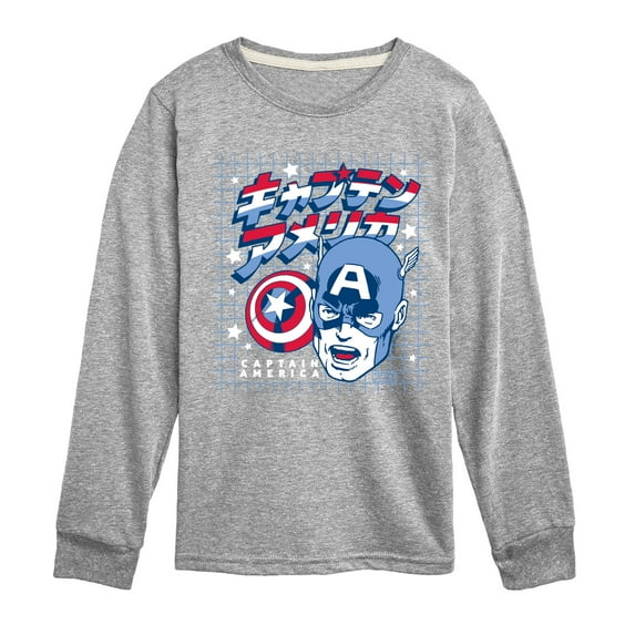 Marvel Captain America - Katakana - Toddler and Youth Long Sleeve Graphic T-shirt