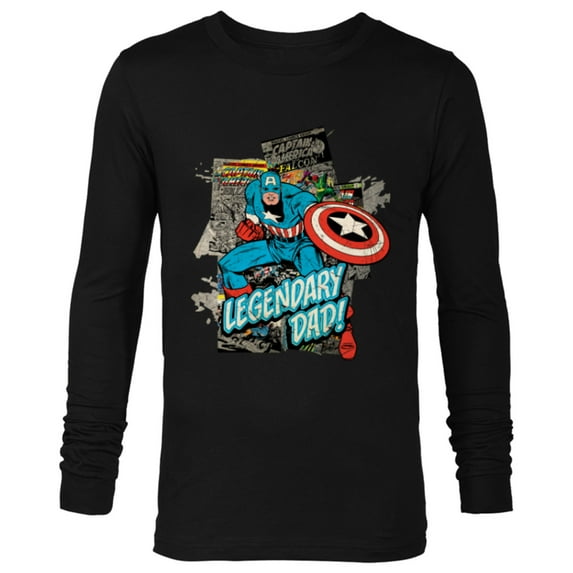 Marvel Captain America Legendary Dad Father's Day - Long Sleeve T-Shirt for Men - Customized-Black