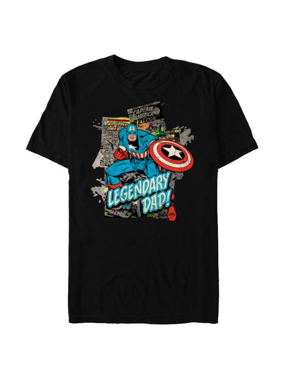 Captain America Legendary Dad Father's Day - Short Sleeve Blended T-Shirt for Adults - Customized-Black