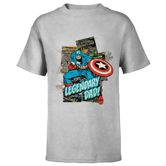 Marvel Captain America Legendary Dad Father's Day - Short Sleeve T-Shirt for Kids - Customized-Athletic Heather