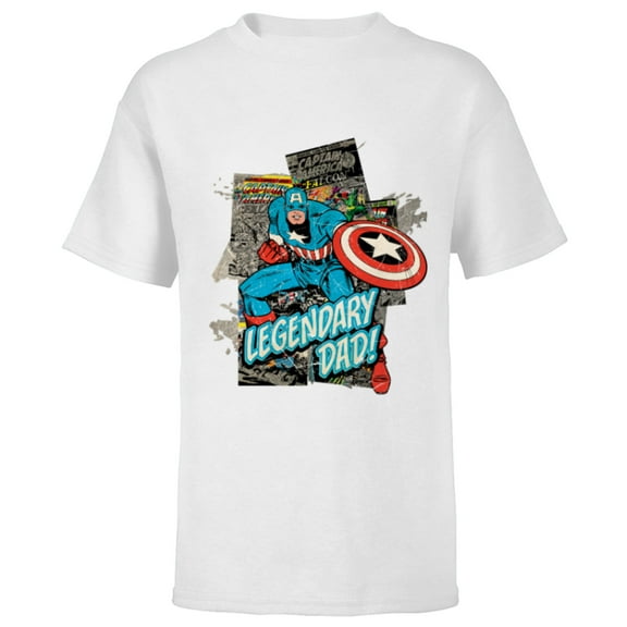 Marvel Captain America Legendary Dad Father's Day - Short Sleeve T-Shirt for Kids - Customized-White