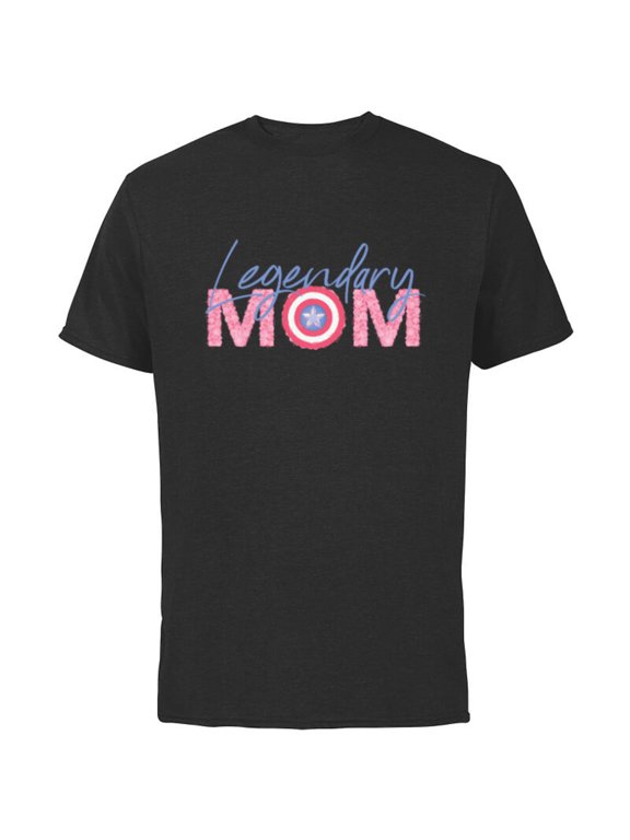 Captain America Legendary Mom - Short Sleeve Cotton T-Shirt for Adults - Customized-Black