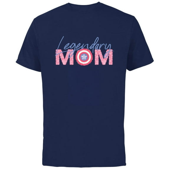 Marvel Captain America Legendary Mom - Short Sleeve Cotton T-Shirt for Adults - Customized-Navy