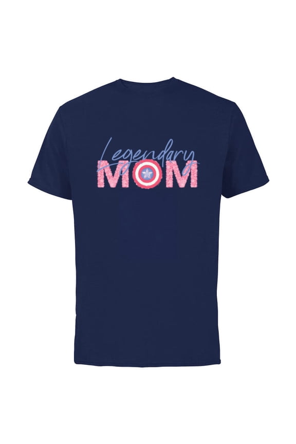 Captain America Legendary Mom - Short Sleeve Cotton T-Shirt for Adults - Customized-Navy