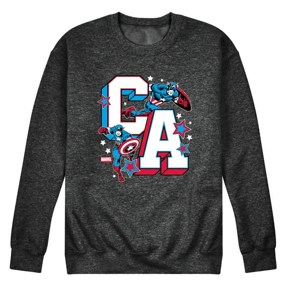 Marvel - Captain America Letterman - Men's Long Sleeve Crew Fleece Sweatshirt