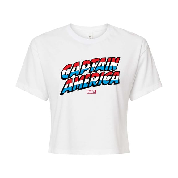 Marvel Captain America - Logo - Juniors Cropped Graphic T-Shirt