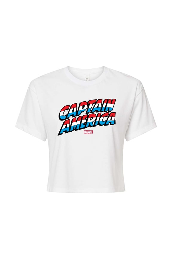 Captain America - Logo - Juniors Cropped Graphic T-Shirt