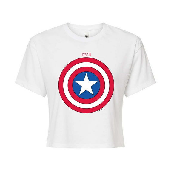Marvel Captain America - Logo Shield - Juniors Cropped Graphic T-Shirt