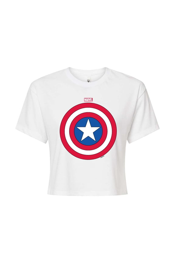 Captain America - Logo Shield - Juniors Cropped Graphic T-Shirt