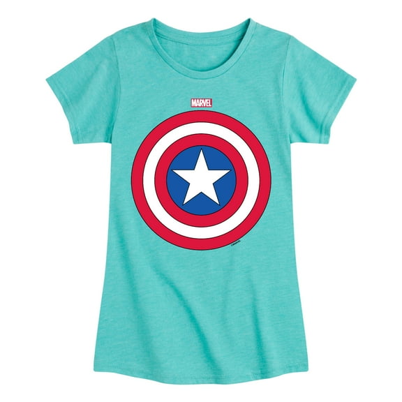 Marvel Captain America - Logo Shield - Toddler and Youth Girls Fitted Short Sleeve Graphic T-shirt