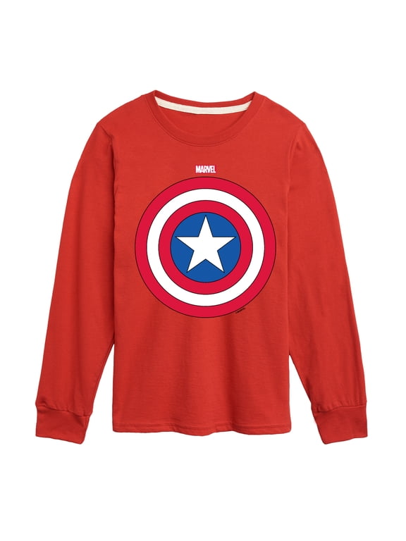 - Captain America Logo Shield Boys' Long Sleeve Graphic T-Shirt