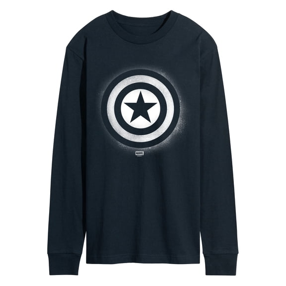 Marvel - Captain America Logo Spray Paint Graffiti - Men's Long Sleeve Graphic T-Shirt