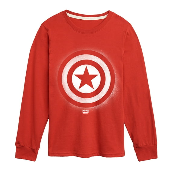 Captain America - Logo Spray Paint - Youth Boys Long Sleeve Graphic T-Shirt
