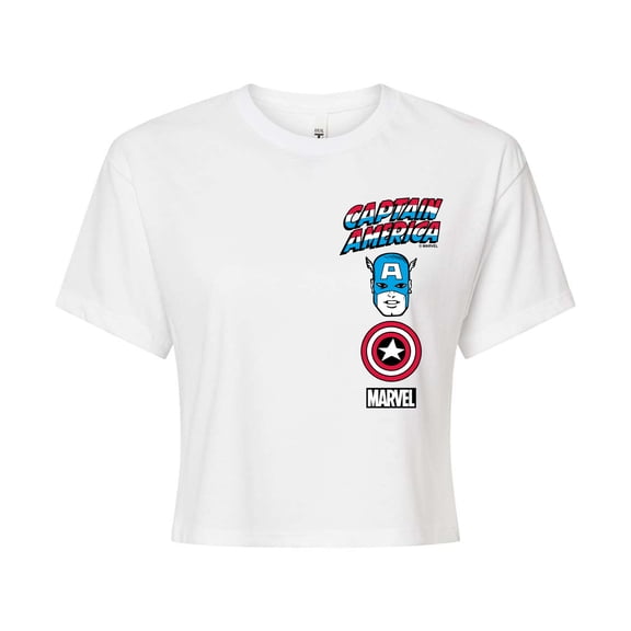 Marvel Captain America - Logo Stack - Juniors Cropped Graphic T-Shirt