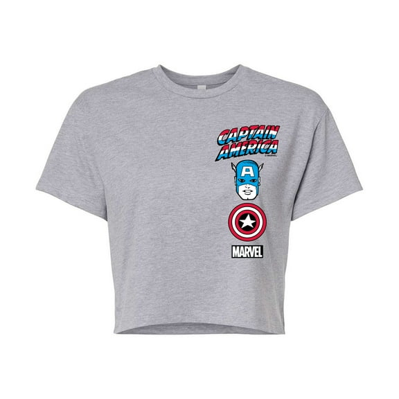 Marvel Captain America - Logo Stack - Juniors Cropped Graphic T-Shirt